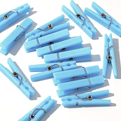 60Pcs Mini Clothespins for Baby Shower Games Boy Blue Clothes Pins 1.4 Inch - color: Blue