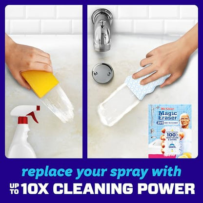 Mr. Clean Magic Eraser Sponge, Bathroom Cleaner, Shower Cleaner, Tub Cleaner, Soap Scum Remover, Bathroom Cleaning Supplies, Dawn Cleaning Power with Lemon Scent, 2 in 1 Bath, 5ct - size: 5 Count (Pack of 1), style: Original Version