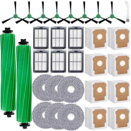Replacement Parts Accessories Kit for iRobot Roomba Plus 505 Combo 405 Combo Robot Vacuum Cleaner, 2 Roller Brush, 6 Mop Pads, 6 Filters, 8 Side Brush, 8 Vacuum Bags - color: 2+6+6+8+8 Pack