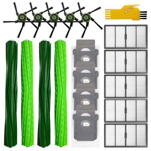 Replacement Parts for Irobot Roomba s9+ (9550) s9 9550 Robot Vacuum Cleaner Accessories Kit 19 Packs 2 Sets of Roller Brushes, 5 Filters, 5 Side Brushes, 4 Dust Bags - color: style 3