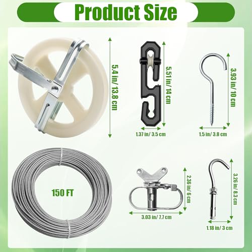 Outdoor Clothesline Kit, Clothes Line Pulley Kit for Outside