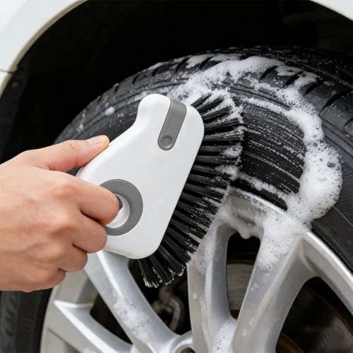 2PCS Car 2 in 1 Groove Cleaning Brush, Multifunctional Vehicle Window Track Cleaner Tool with Hidden Scraper, Auto Crevice Gap Grout Scrub Brush for Sliding Door Track, Universal Fit (Gray) - color: Gray