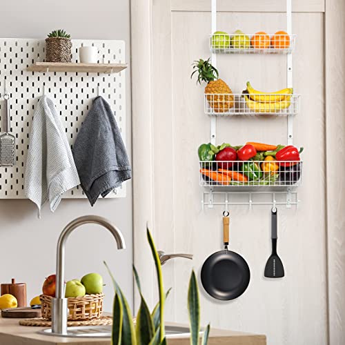 YBING Over The Door Organizer with Hooks, 3 Tier Door Hanger, White - color: White