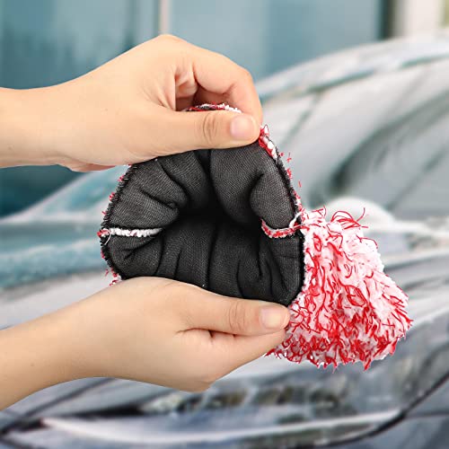 Tallew 5 Pcs Microfiber Car Wash Mitt for Car Washing 7 x 11 Inch, Classic - color: Blue, Black, Red, White, Grey