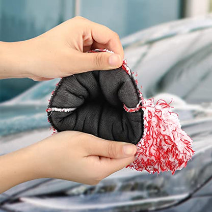 Tallew 5 Pcs Microfiber Car Wash Mitt for Car Washing 7 x 11 Inch, Classic - color: Blue, Black, Red, White, Grey