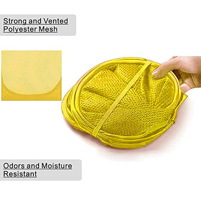 BATTOO Deluxe Strong Mesh Pop up Laundry Hamper Basket with Side Pocket for Laundry Room, Bathroom, Kids Room, College Dorm or Travel Yellow - color: Yellow