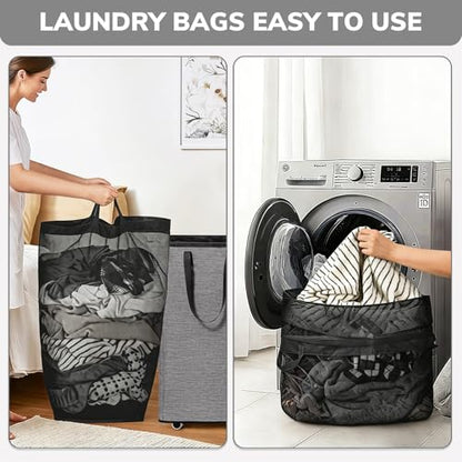 Goodpick 75L Laundry Basket with Wheels & Removable Wash Bag for Dorm - color: Light Grey 1-Pack