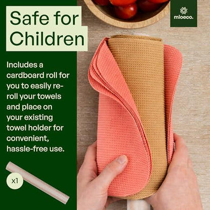 mioeco 24 Pack Reusable Kitchen Paper Towels, Organic Multicolor Cloths - size: 24 Pack Warm Earth