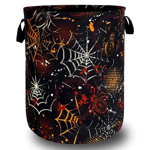 Spider Web Laundry Basket Oxford Cloth Foldable Hamper 18.9x16.5 Inch - color: Colorful Spider Web pattern