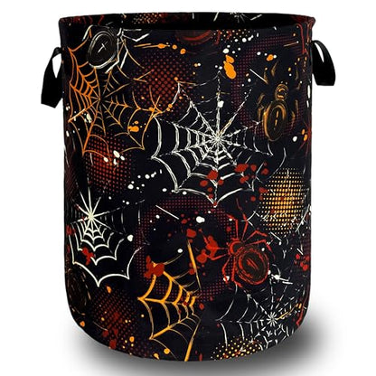 Spider Web Laundry Basket Oxford Cloth Foldable Hamper 18.9x16.5 Inch - color: Colorful Spider Web pattern