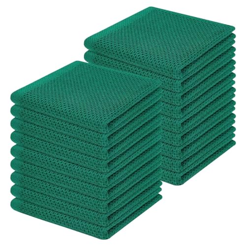 Homaxy 100% Cotton Waffle Weave Kitchen Dish Cloths 18-Pack, Dark Green - color: Dark Green, size: 12 X 12 - 18 Pack
