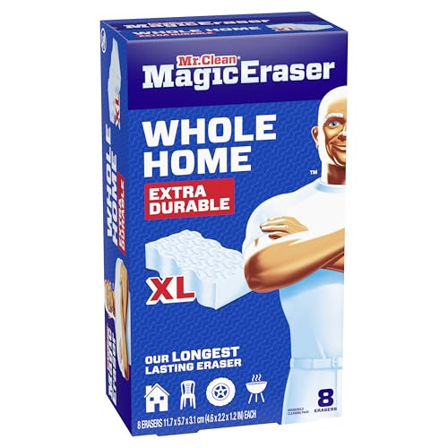 Mr. Clean Magic Eraser Sponge, All Purpose Cleaner, Long Lasting Cleaning Scrubber, Wall, Sneaker, Oven, Kitchen, Bathroom, Shower Cleaner, Cleaning Supplies, Whole Home Extra Durable XL, 8ct - size: 8 Count (Pack of 3)