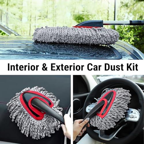 YeewayVeh 2-Pack Car Duster Kit, Microfiber Scratch-Free, Gray/Red - color: Gray / Red, size: 2 Pack