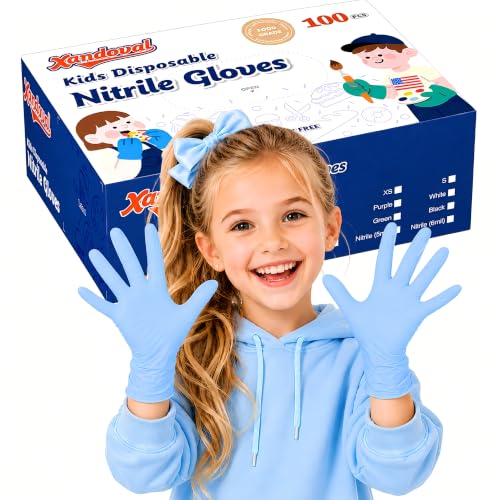 Kids Disposable Gloves, 5-Mil Safe Blue Nitrile, Small, 100Ct - color: Blue of 100pcs, size: Small