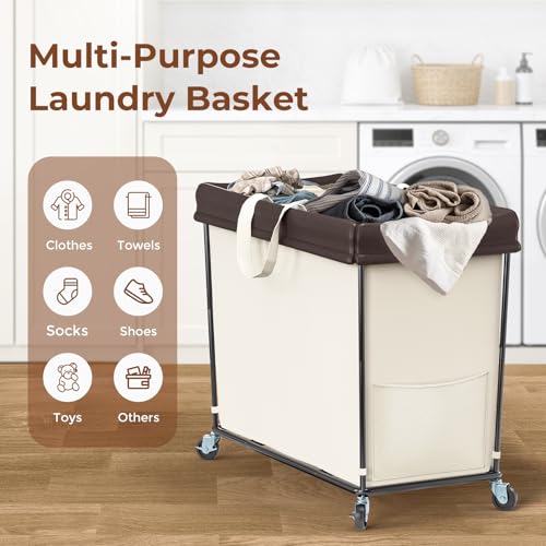 320L Laundry Hamper with Wheels, Large Rolling Laundry Basket with Wheels - color: Beige, size: 320L