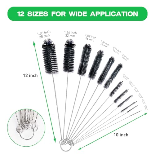 Brush Family Straw Cleaner Brush Set 12 Pieces Extra Long - size: 10-12 inch mixed diameters set (12pcs)