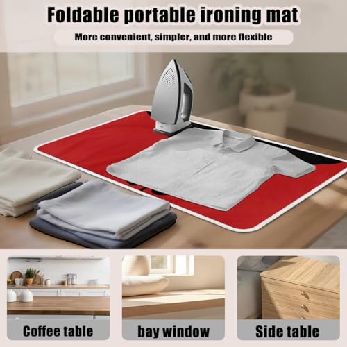Cute Iron Mat Blanket Travel Foldable Ladybugs Ironing Pad Fabric Ironing Board Cover for Top of Tabletop,Brown Thick & Large Portable Iron Pads 32 x 16 Inch - color: Ladybugs