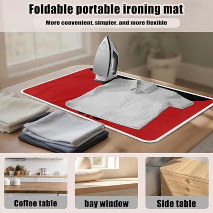 Cute Iron Mat Blanket Travel Foldable Ladybugs Ironing Pad Fabric Ironing Board Cover for Top of Tabletop,Brown Thick & Large Portable Iron Pads 32 x 16 Inch - color: Ladybugs