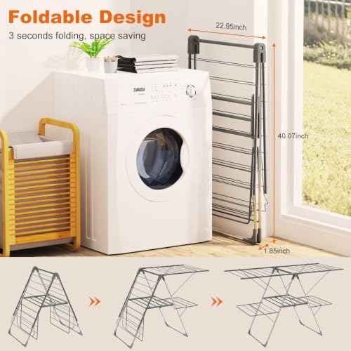 Bigzzia Clothes Drying Rack Foldable, 2-Level Large Laundry Drying Rack - size: Large