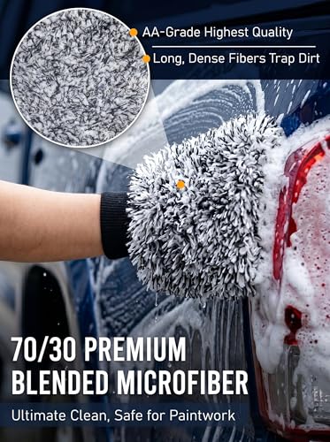 TAKAVU Car Wash Mitt, 2 Pack Microfiber, Scratch-Free (Black & White) - color: Black