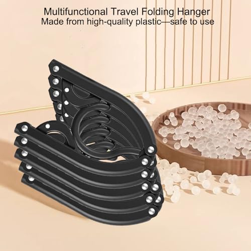 Foldable Travel Hangers,Essentials for Laundry,Portable and Collapsible with Hook,Essentials for Cruise Ship,Vacation,Camping,RV,Road Trip,Hotel,Business Travel, Student Apartment 20 PCS (Black) - color: Black
