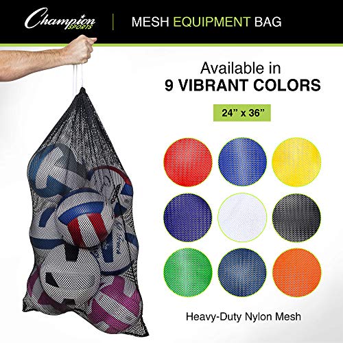 Champion Sports Mesh Equipment Bag – Heavy-Duty Nylon Drawstring Bag with Lock & ID Tag, Breathable Storage Sack for Balls, Swim Gear, Laundry & Toys, Multiple Sizes & Colors - color: Navy, size: 24" x 36"