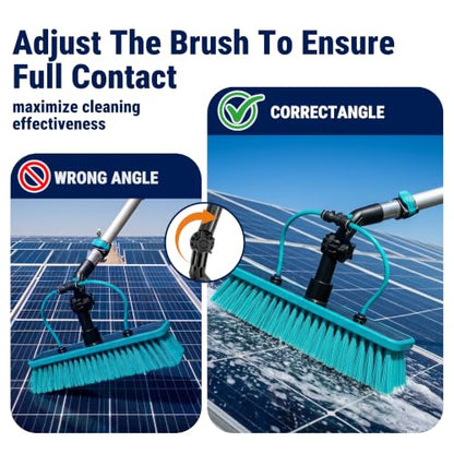 HoldwellS Solar Panel Cleaning Kit, 12FT Water Fed Pole with Extendable Handle, 180° Rotatable Brush Head & 65.6FT Hose, Household & Outdoor Window Cleaner Tool for Caravan Solar Panel Deck