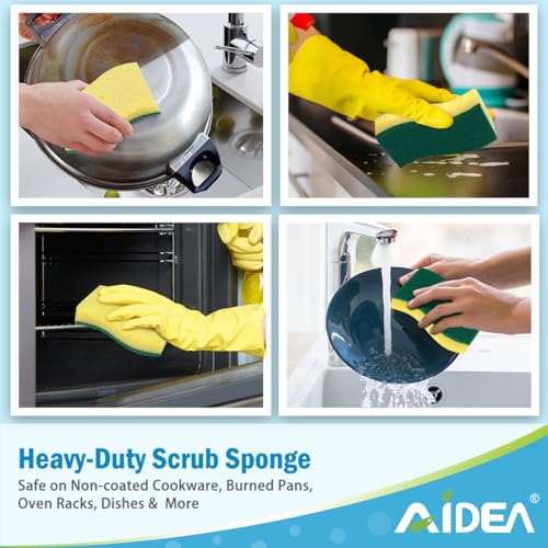 AIDEA Sponges Kitchen-24Count, Heavy-Duty Scrub Sponges, Sponges for Dishes - color: Light-green