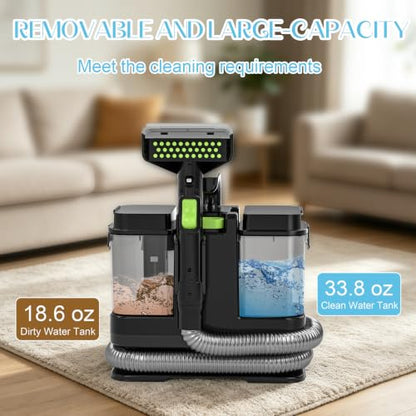 18Kpa Carpet Cleaner Machine, Portable Carpet and Upholstery Cleaning Machine, Deep Cleaning for Rugs, Couch, Car Interiors Stains, Pet & Family Friendly, 120V (GREEN) - color: GREEN
