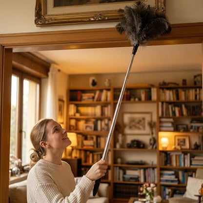Extendable Ostrich Feather Duster, 26-79 in, for Ceilings and Fans