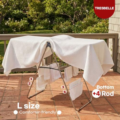 TRESBELLE Stainless Steel Clothes Drying Rack,Foldable Laundry Dryer,Size Ｌ - size: Large
