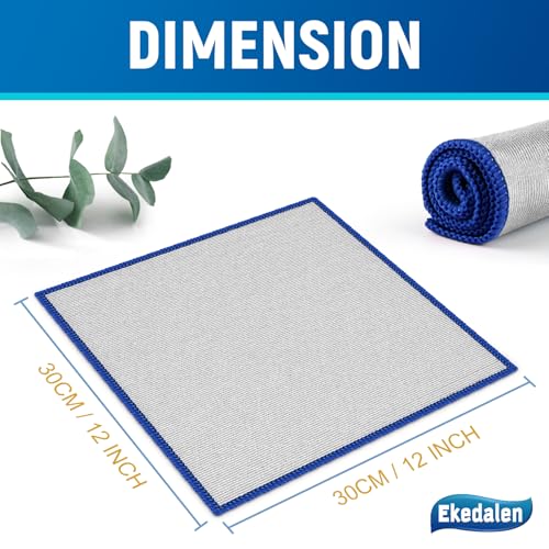 Ekedalen Microfiber Cleaning Cloth Lint Free Glass Polish, Silver-Blue - color: Silver-blue