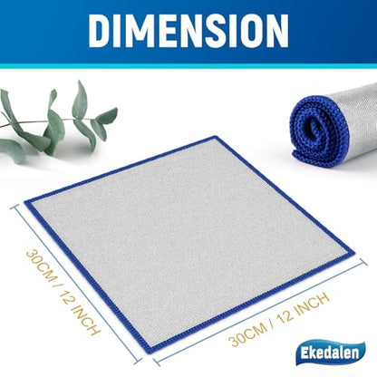 Ekedalen Microfiber Cleaning Cloth Lint Free Glass Polish, Silver-Blue - color: Silver-blue
