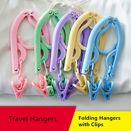 Portable Travel Clothes Hangers with Clips, Foldable Drying Rack