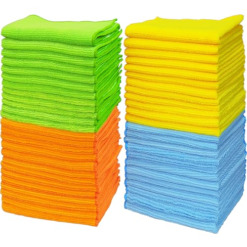 Simple Houseware 12" x 12" Microfiber Cleaning Cloth 50 Pack, 4 Colors - size: 50 Pack
