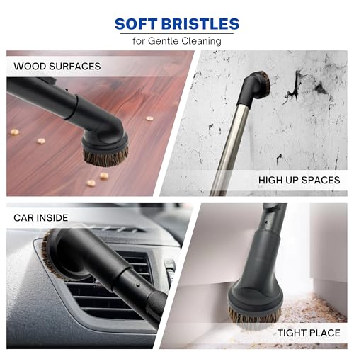 2PACK (35MM) Vacuum Brush Attachment Kit for Car Detailing, Furniture & More (PP & Horse Hair Bristles) - Fit Miele C1 C2 C3 & Shark Navigator Lift Away NV360 NV350 LA555