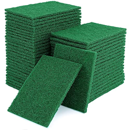 100 Pcs Scouring Pads, Heavy Duty Scour Pads, 4 x 5.95 Inch, Green