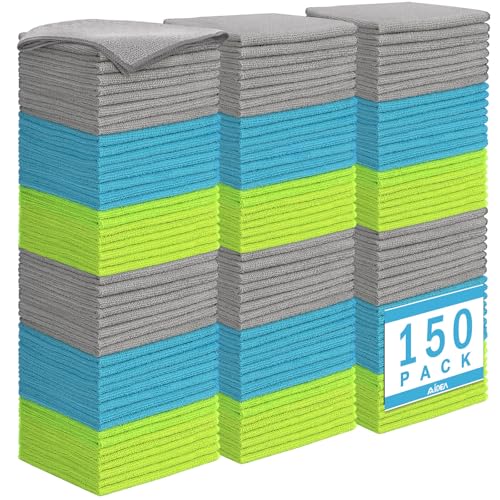 AIDEA Microfiber Cleaning Cloth-150PK, Microfiber Towels for Cars 12"x12" - color: Multi-colored, size: 12in.x12in.