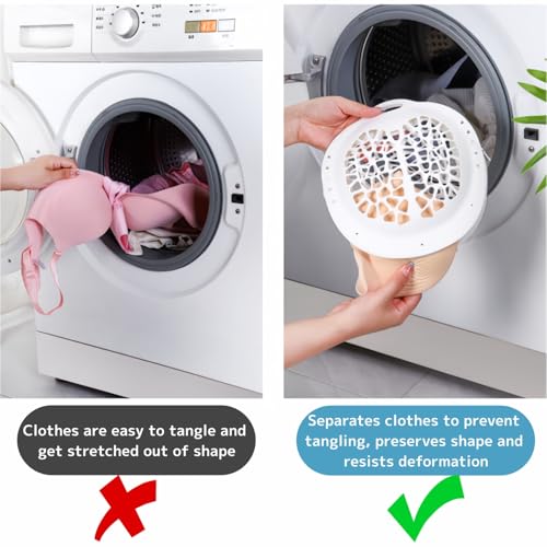 2 Pack Bra Washing Bags for Laundry, Large 8.6x8.6in Silicone Delicate Underwear Laundry Bags, Anti-Deformation Washing Bag with Side Zipper, Tangle-Free & Shape-Support Gray & White