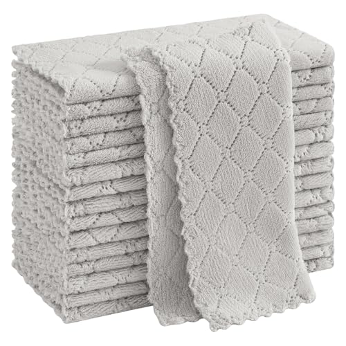 Homaxy Super Soft 16 Pack Coral Velvet Dish Cloths, 10" x 10", Grey - color: Grey, size: 10 x 10 inch- 16 Pack