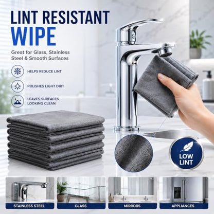 5 PCS Magic Cleaning Cloth Thick Microfiber Cleaning Cloths Streak Free Glass Cleaning Cloth for Windows Mirrors Shower Doors Kitchen and Stainless Steel Reusable Lint Free Wipes 15.7 x 11.8 Inch