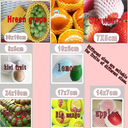 Fruit Protection Mesh Bags Foam Mesh Keep Safe Sleeves for Large Supermarkets, Shops (White 24x10cm-20PCS) - size: White 24x10cm-20PCS