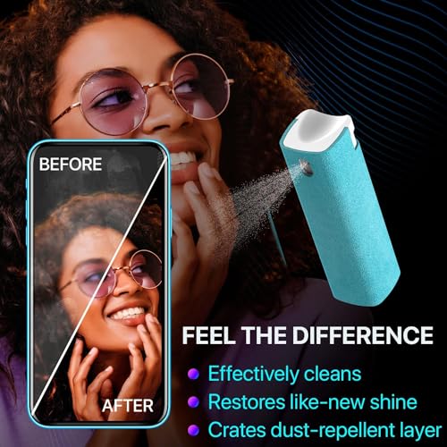 iO CLEAN Mini Screen Cleaner Spray, 2-in-1 Touchscreen Mist Cleaner, Yellow - color: Yellow