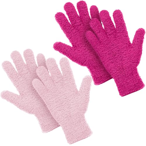 Patelai 2 Pairs Microfiber Gloves for Plants,Pink, Rose Red,Large - color: Pink, Rose Red, size: Large
