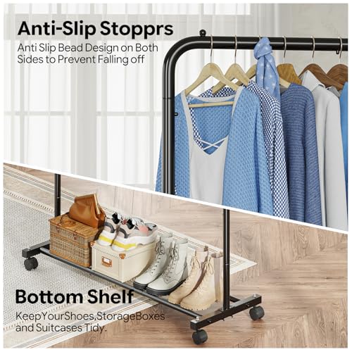 Simple Trending Clothing Rack, Portable Garment Rack, Clothes Rack, Black - color: Black, size: 14.75"D x 43.5"W x 54.25"H