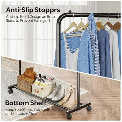 Simple Trending Clothing Rack, Portable Garment Rack, Clothes Rack, Black - color: Black, size: 14.75"D x 43.5"W x 54.25"H
