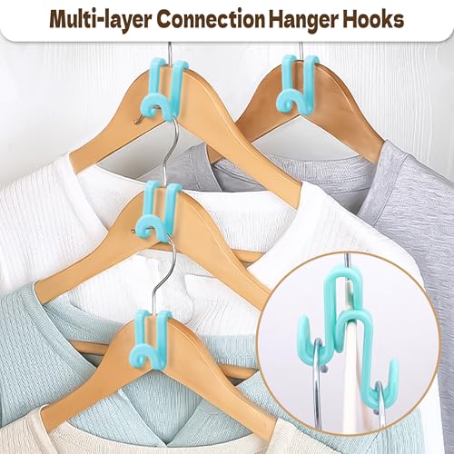Mlici 60 Pack Space Saving Hanger Connector Hooks for Closet, Sky Blue - color: Sky Blue