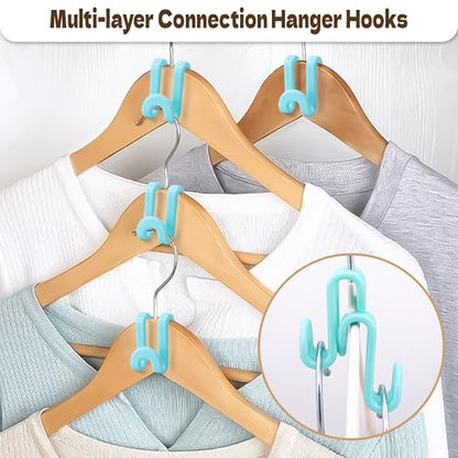 Mlici 60 Pack Space Saving Hanger Connector Hooks for Closet, Sky Blue - color: Sky Blue