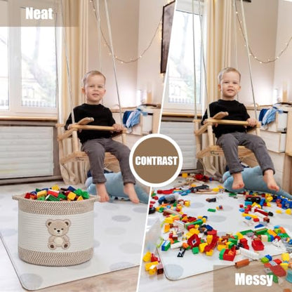 Baby Laundry Basket for Nursery, Large 15”x12”Tedy Bear Storage Baskets - color: Bear