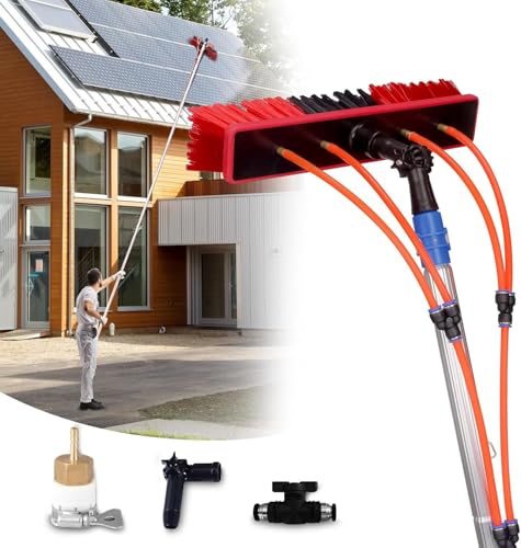 35FT Water Fed Pole Kit Adjustable Solar Panel Cleaning Kit Cleaner Tool for Window Glass Roof Outdoor Glass Brush Window Washing Equipment (35FT) - size: 35FT